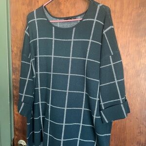 Green Tahari Windowpane Plaid Top.  Super soft, size 2X.
